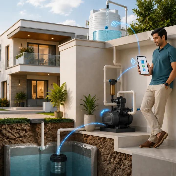 Home water automation controlled from a mobile app