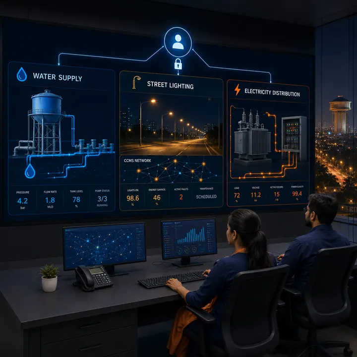 Unified monitoring for water street lights and electricity